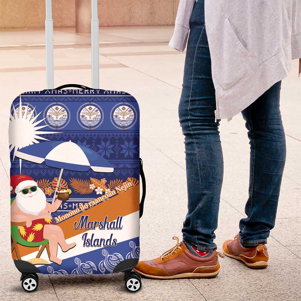 Marshall Islands Christmas Luggage Cover Beachy Santa Monono ilo raaneoan Nejin - Polynesian Pride