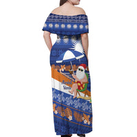 Marshall Islands Christmas Off Shoulder Maxi Dress Beachy Santa Monono ilo raaneoan Nejin - Polynesian Pride