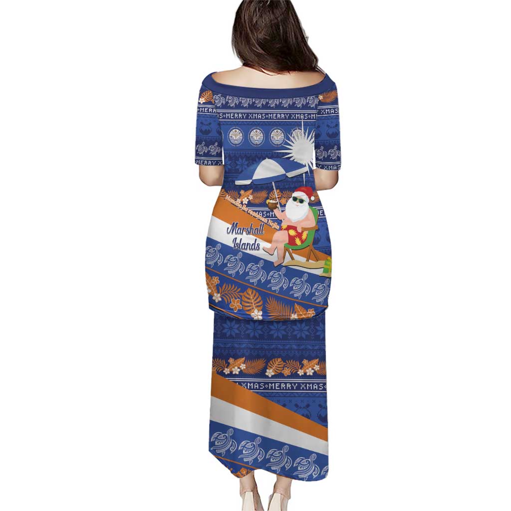 Marshall Islands Christmas Puletasi Beachy Santa Monono ilo raaneoan Nejin - Polynesian Pride