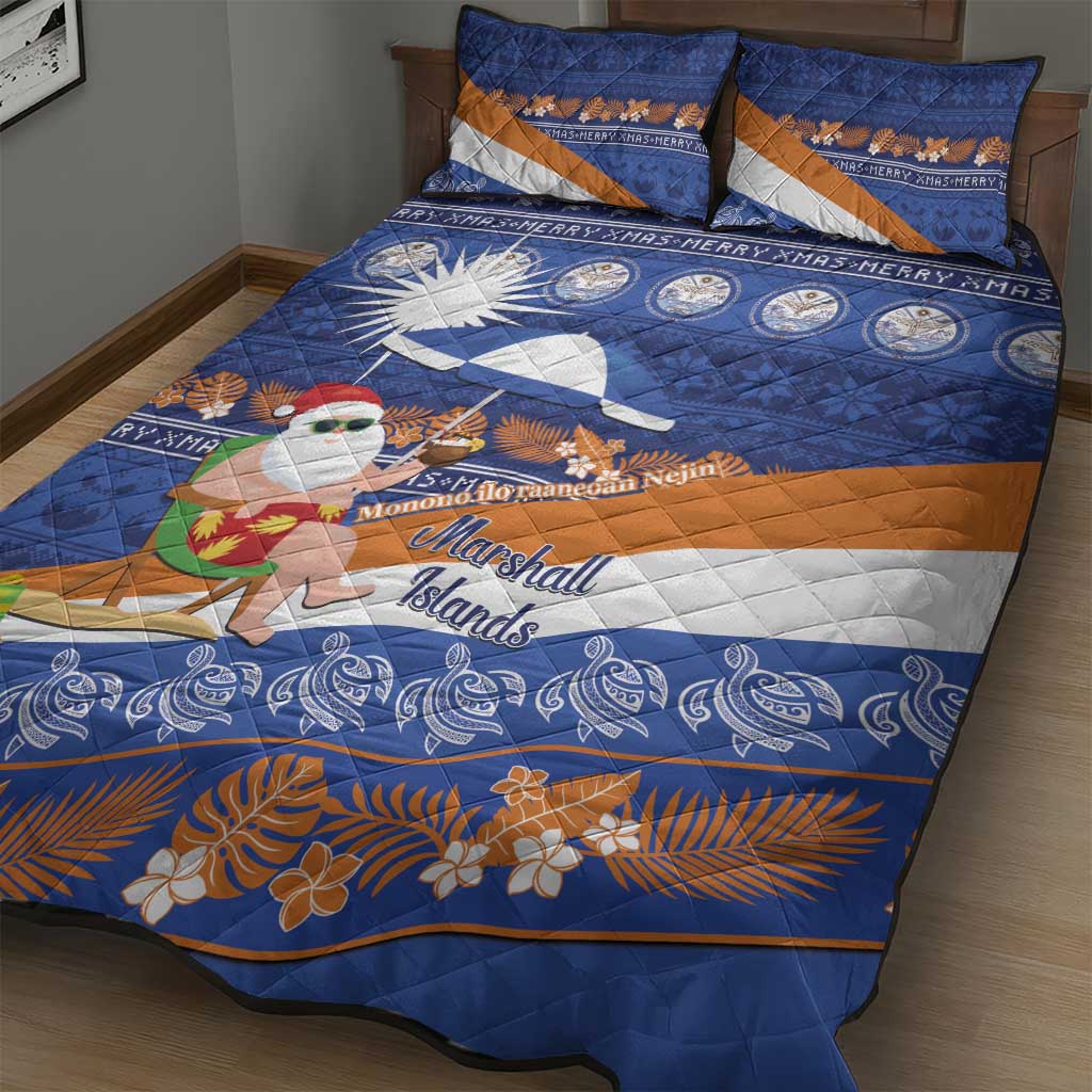 Marshall Islands Christmas Quilt Bed Set Beachy Santa Monono ilo raaneoan Nejin - Polynesian Pride