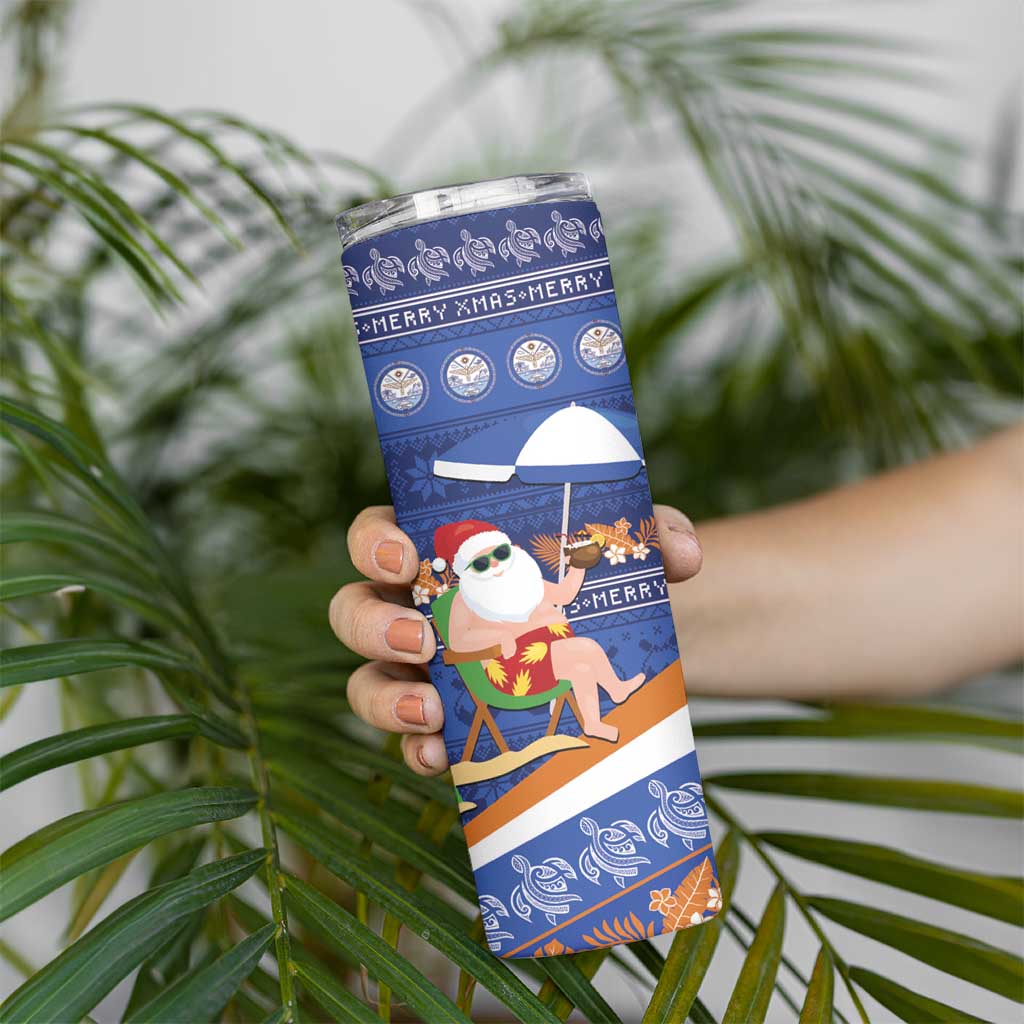Marshall Islands Christmas Skinny Tumbler Beachy Santa Monono ilo raaneoan Nejin - Polynesian Pride