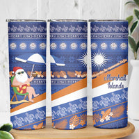 Marshall Islands Christmas Skinny Tumbler Beachy Santa Monono ilo raaneoan Nejin - Polynesian Pride