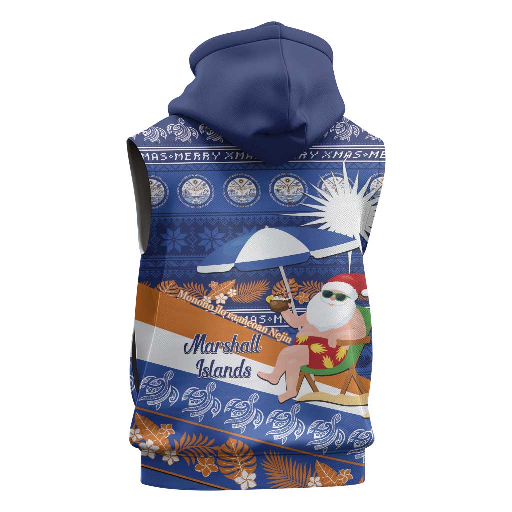 Marshall Islands Christmas Sleeveless Zip Hoodie Beachy Santa Monono ilo raaneoan Nejin - Polynesian Pride