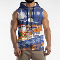 Marshall Islands Christmas Sleeveless Zip Hoodie Beachy Santa Monono ilo raaneoan Nejin - Polynesian Pride