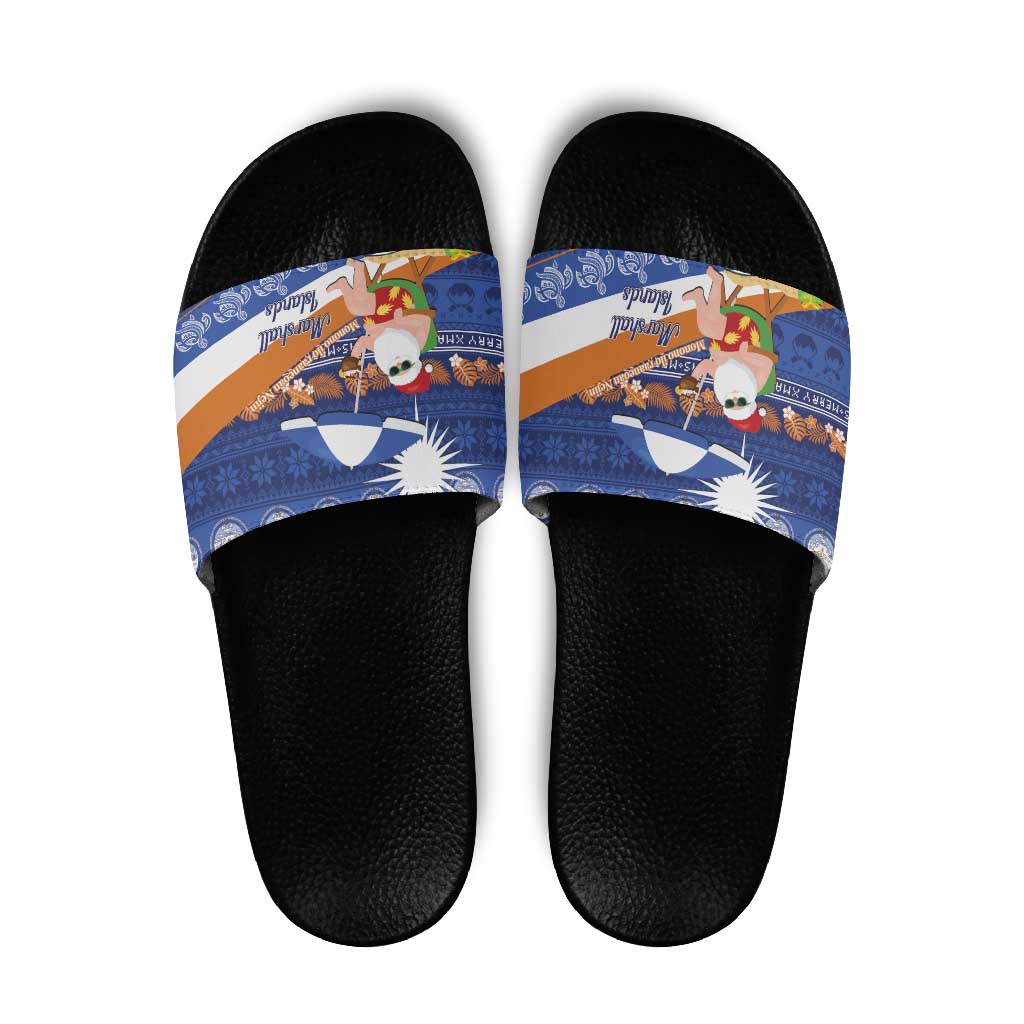 Marshall Islands Christmas Slide Sandals Beachy Santa Monono ilo raaneoan Nejin - Polynesian Pride