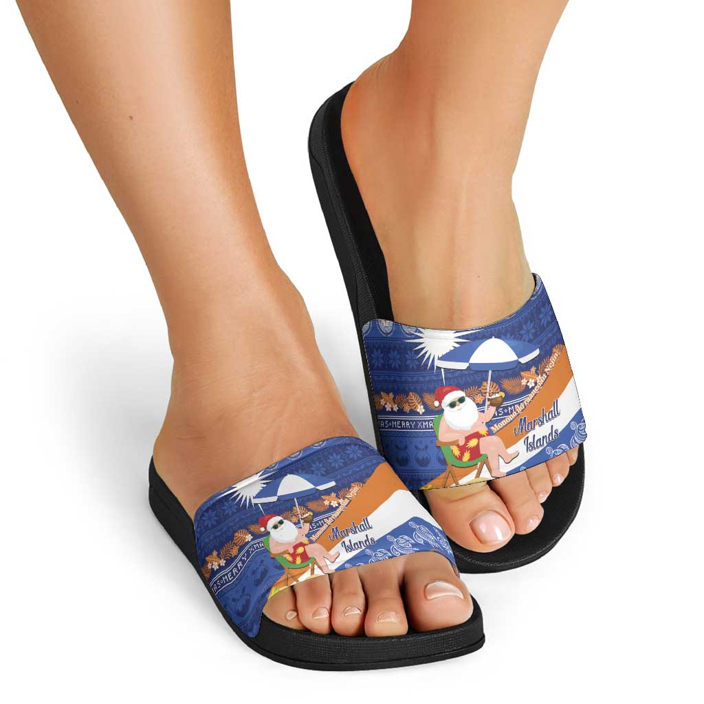 Marshall Islands Christmas Slide Sandals Beachy Santa Monono ilo raaneoan Nejin - Polynesian Pride