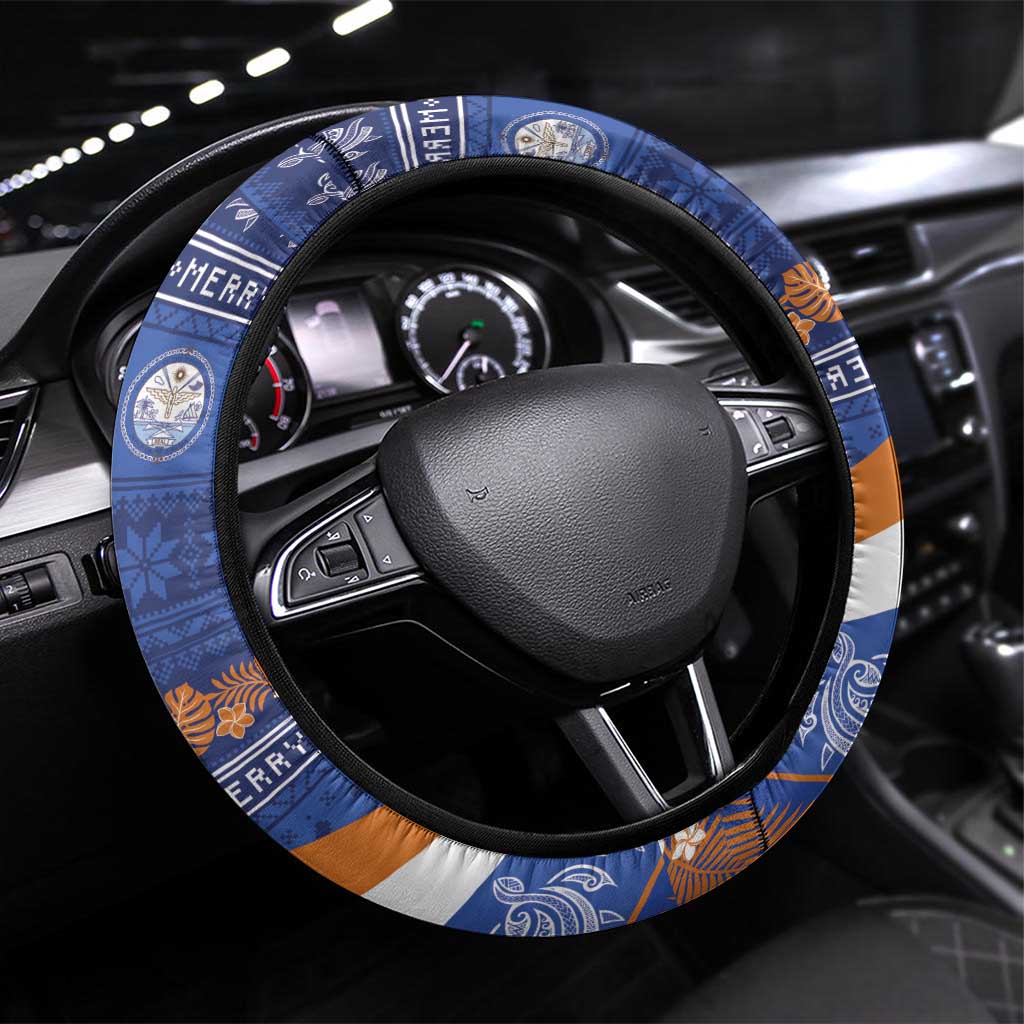 Marshall Islands Christmas Steering Wheel Cover Beachy Santa Monono ilo raaneoan Nejin - Polynesian Pride