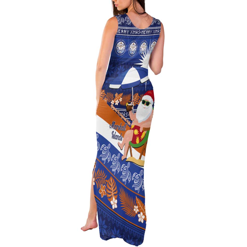 Marshall Islands Christmas Tank Maxi Dress Beachy Santa Monono ilo raaneoan Nejin - Polynesian Pride