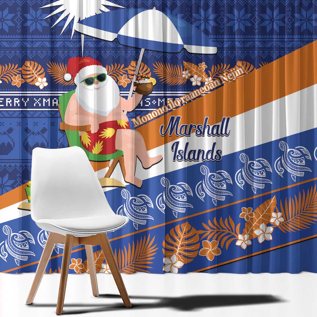 Marshall Islands Christmas Window Curtain Beachy Santa Monono ilo raaneoan Nejin - Polynesian Pride