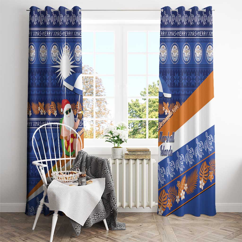 Marshall Islands Christmas Window Curtain Beachy Santa Monono ilo raaneoan Nejin - Polynesian Pride