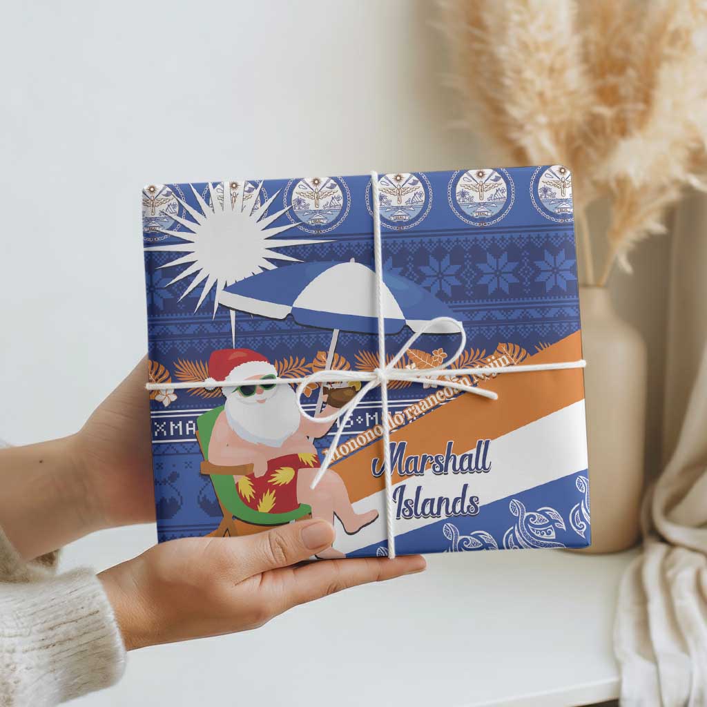 Marshall Islands Christmas Wrapping Paper Beachy Santa Monono ilo raaneoan Nejin - Polynesian Pride