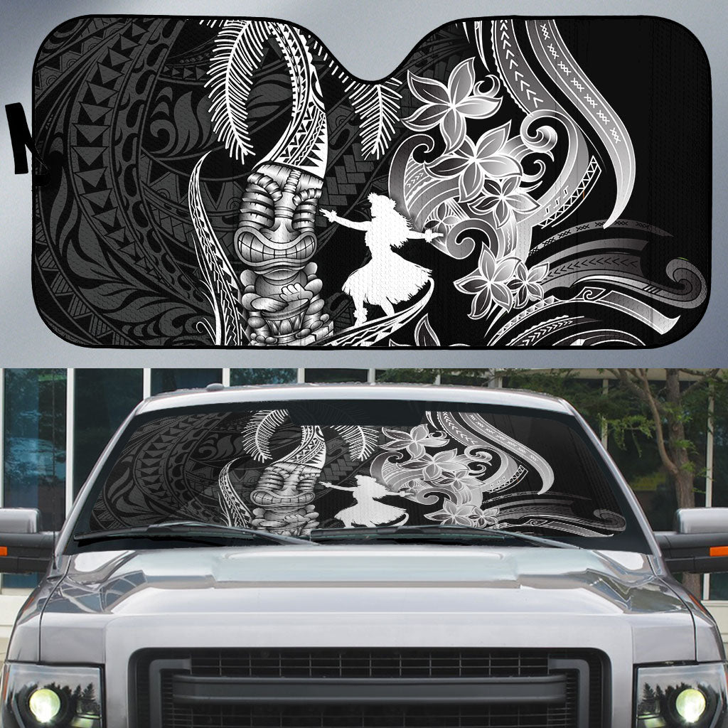 Hawaii Tribal Tiki Drum Hula Girl Auto Sun Shade