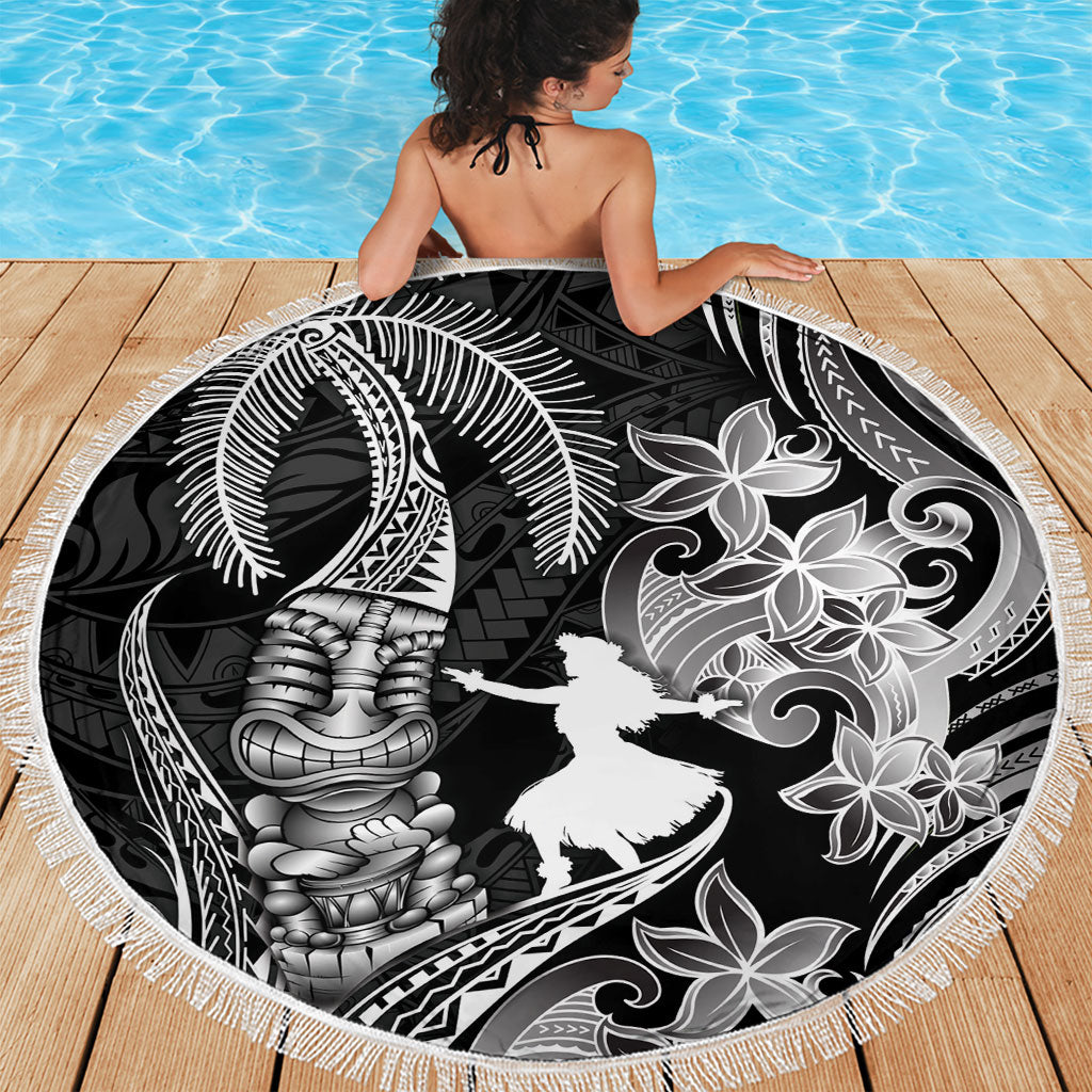 Hawaii Tribal Tiki Drum Hula Girl Beach Blanket