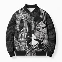 Hawaii Tribal Tiki Drum Hula Girl Bomber Puffer Jacket