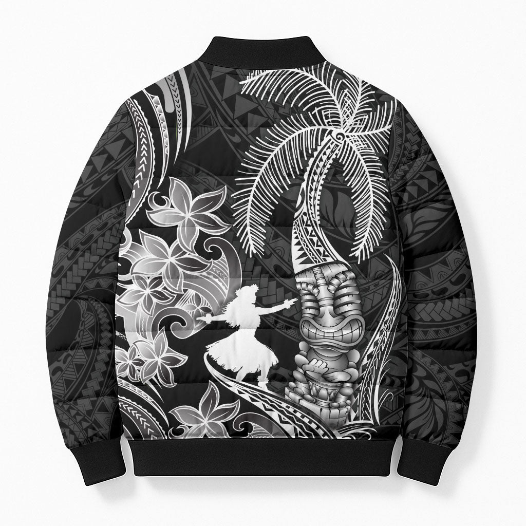 Hawaii Tribal Tiki Drum Hula Girl Bomber Puffer Jacket
