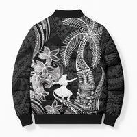 Hawaii Tribal Tiki Drum Hula Girl Bomber Puffer Jacket