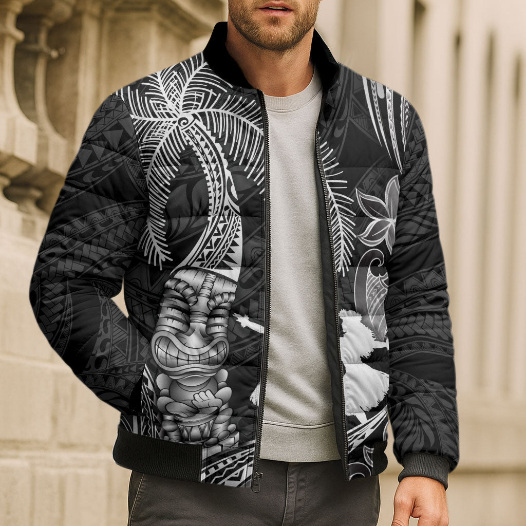 Hawaii Tribal Tiki Drum Hula Girl Bomber Puffer Jacket