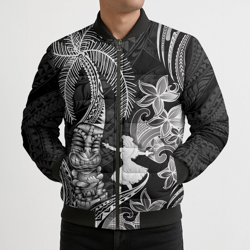 Hawaii Tribal Tiki Drum Hula Girl Bomber Puffer Jacket