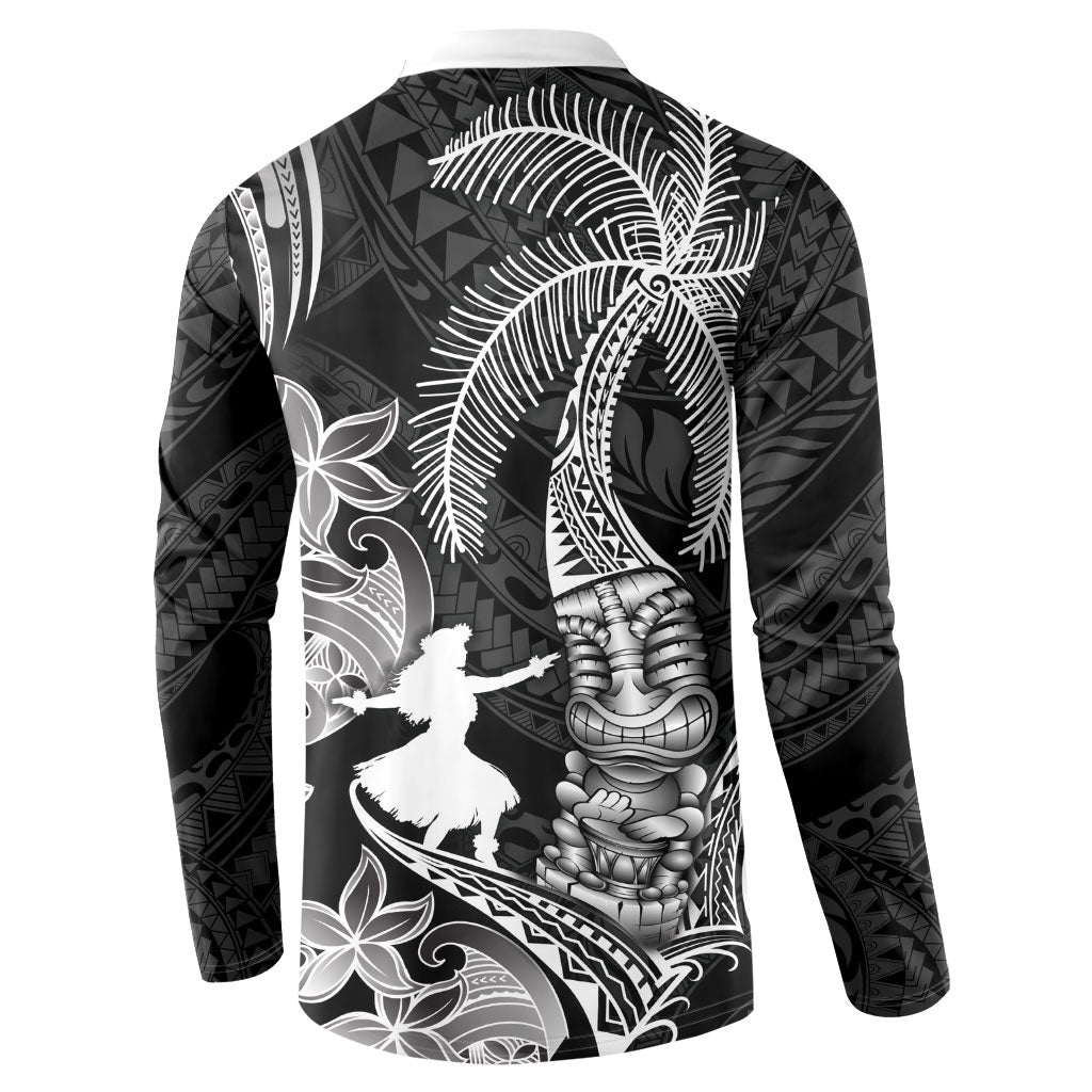 Hawaii Tribal Tiki Drum Hula Girl Button Sweatshirt