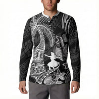 Hawaii Tribal Tiki Drum Hula Girl Button Sweatshirt