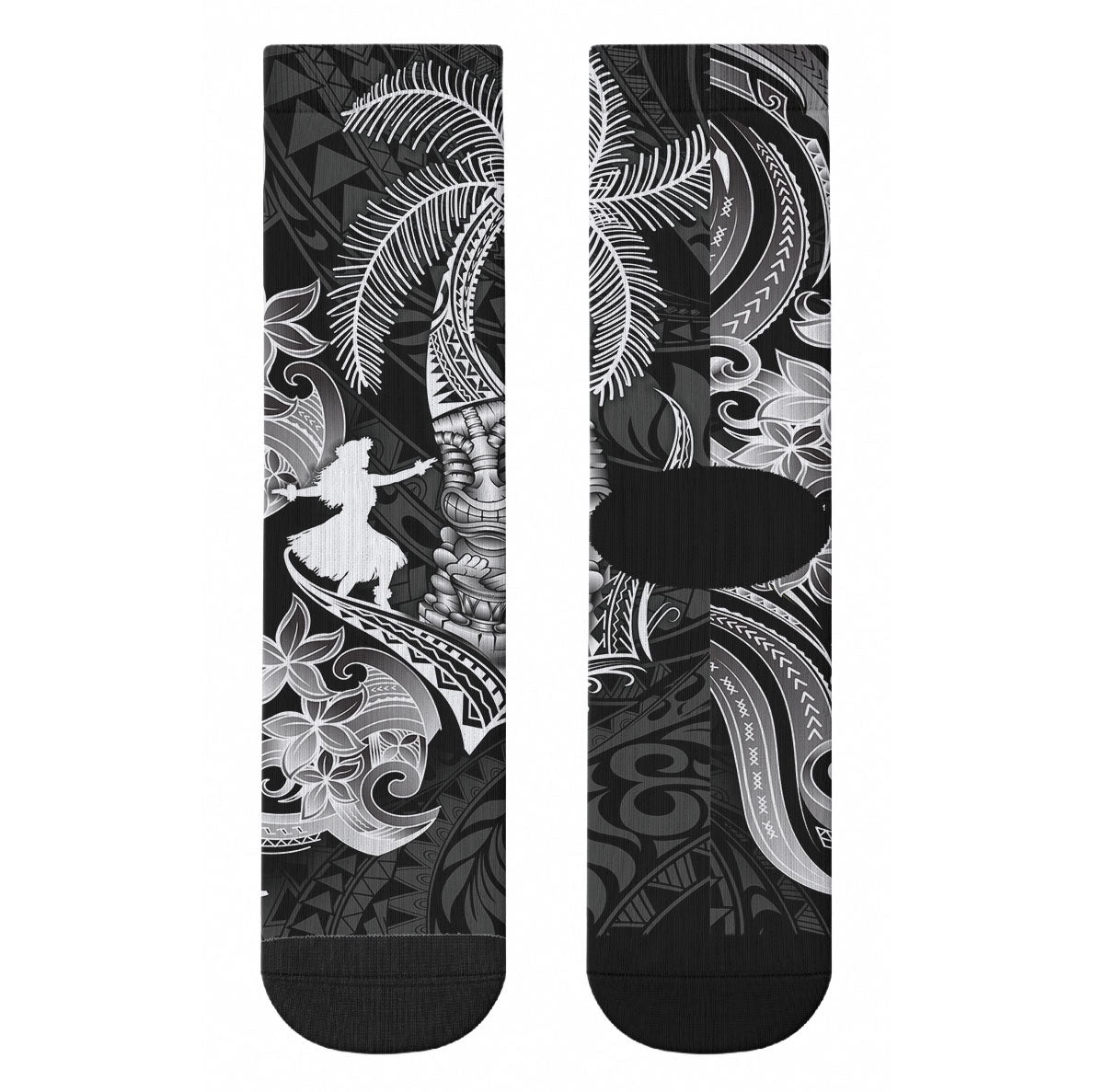 Hawaii Tribal Tiki Drum Hula Girl Crew Socks LT14 - Polynesian Pride