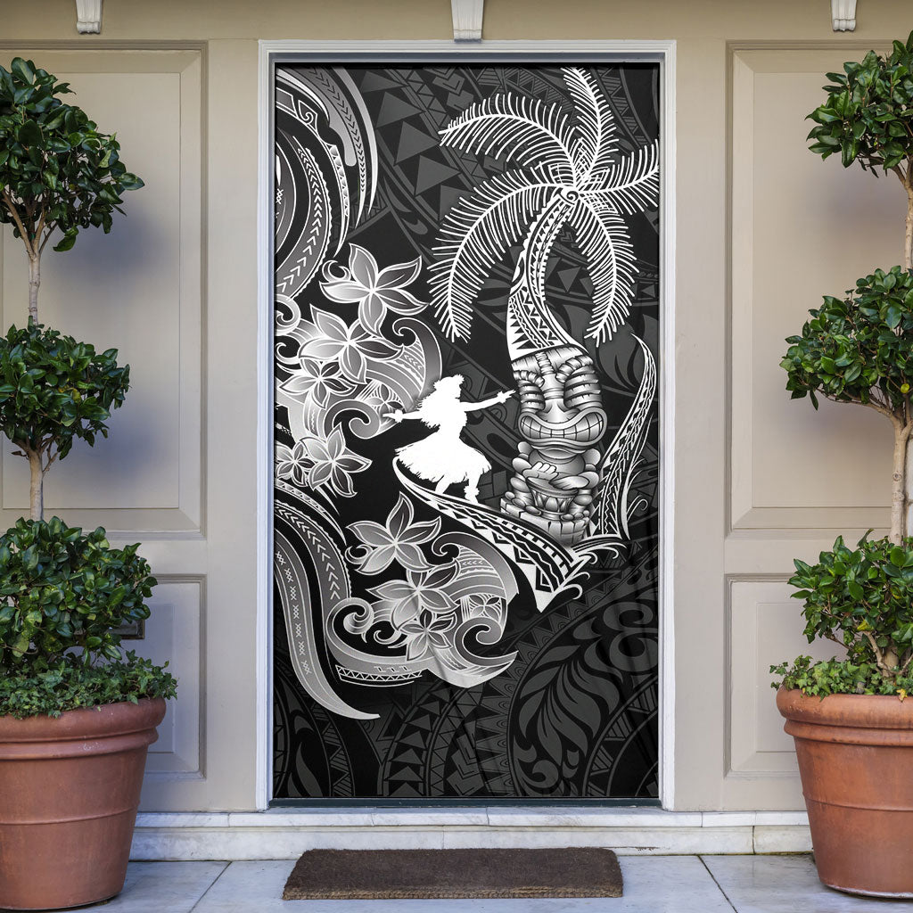 Hawaii Tribal Tiki Drum Hula Girl Door Cover LT14 Black - Polynesian Pride