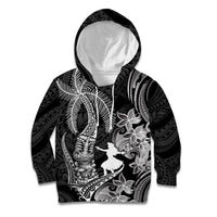 Hawaii Tribal Tiki Drum Hula Girl Kid Hoodie LT14 Hoodie Black - Polynesian Pride