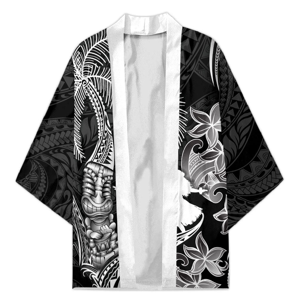 Hawaii Tribal Tiki Drum Hula Girl Kimono LT14 Unisex Black - Polynesian Pride