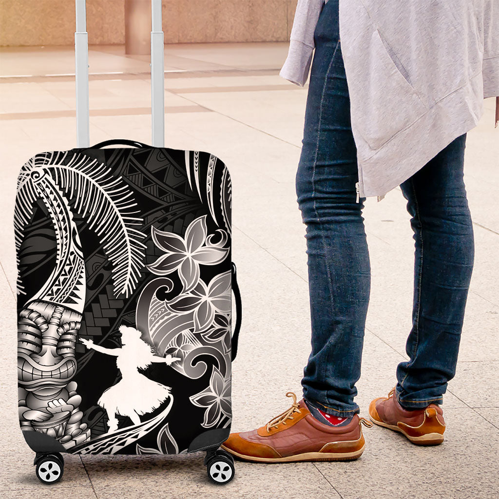 Hawaii Tribal Tiki Drum Hula Girl Luggage Cover LT14 Black - Polynesian Pride