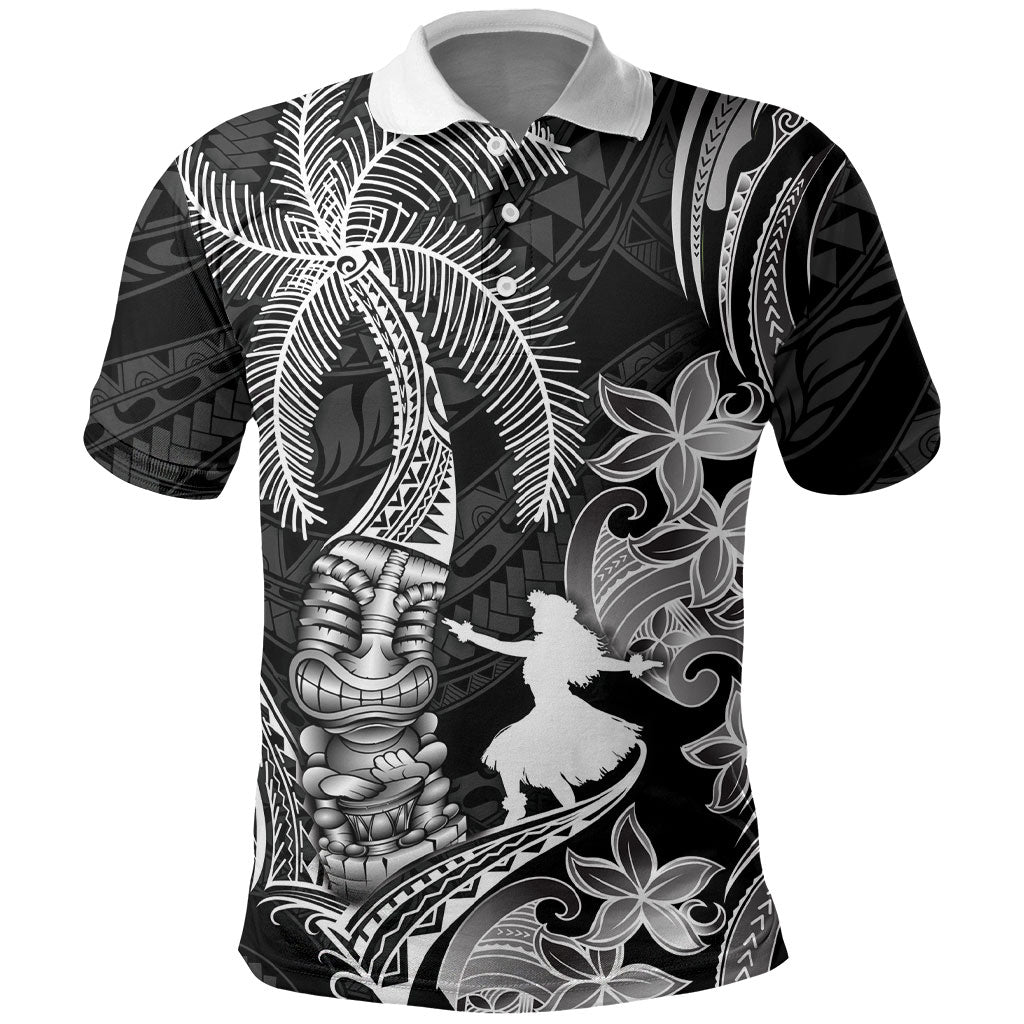 Hawaii Tribal Tiki Drum Hula Girl Polo Shirt