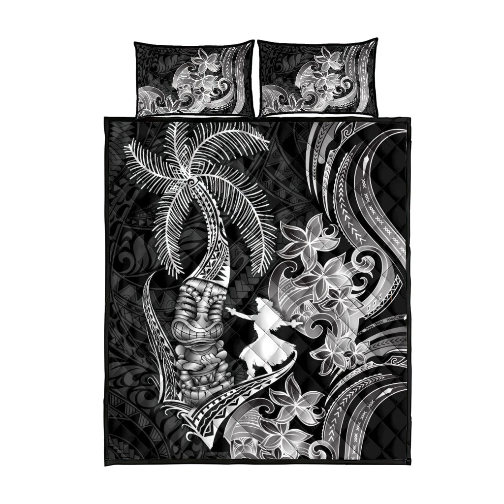 Hawaii Tribal Tiki Drum Hula Girl Quilt Bed Set