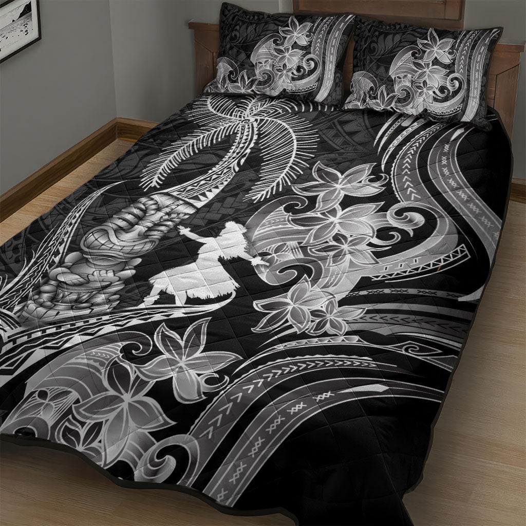 Hawaii Tribal Tiki Drum Hula Girl Quilt Bed Set
