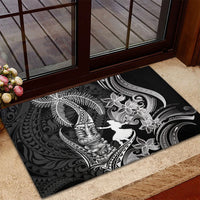 Hawaii Tribal Tiki Drum Hula Girl Rubber Doormat