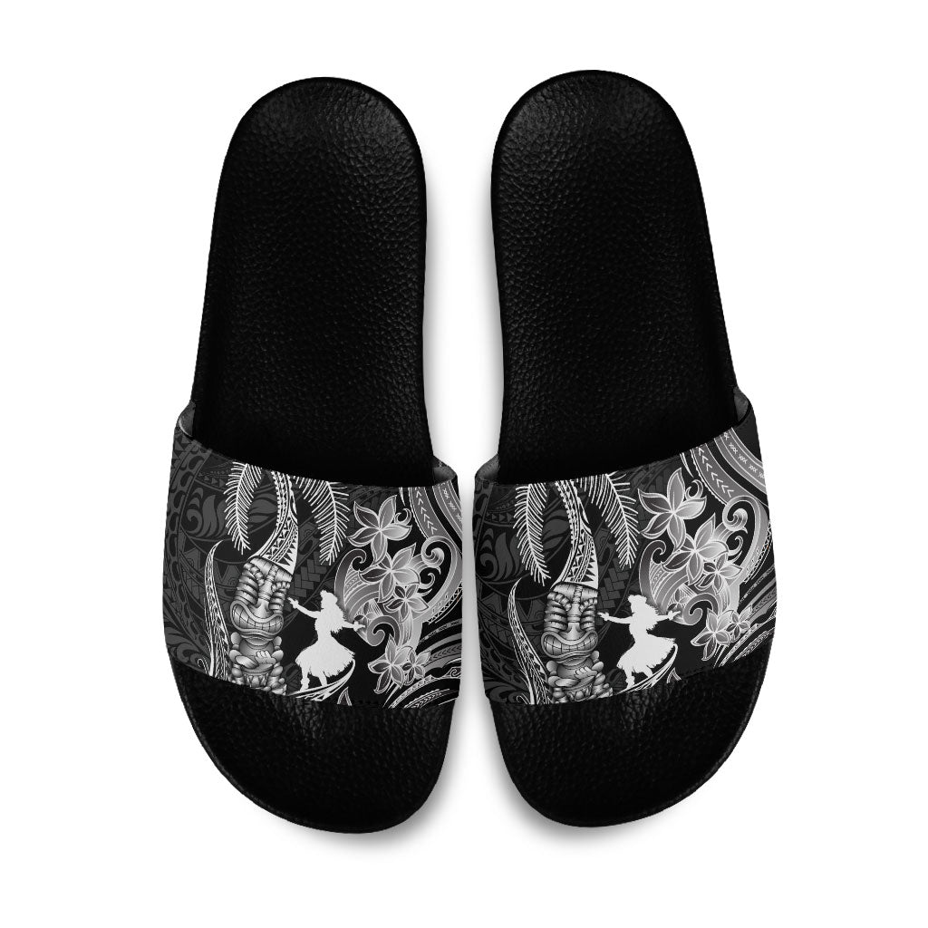 Hawaii Tribal Tiki Drum Hula Girl Slide Sandals