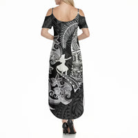 Hawaii Tribal Tiki Drum Hula Girl Summer Maxi Dress LT14 - Polynesian Pride