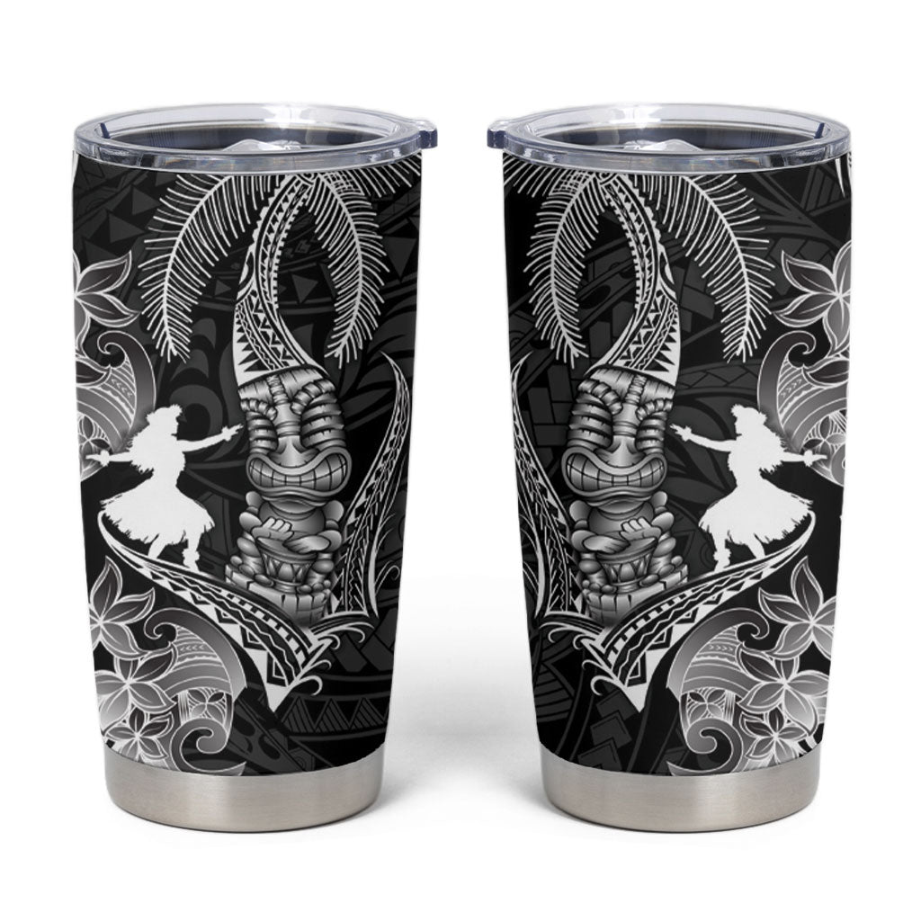 Hawaii Tribal Tiki Drum Hula Girl Tumbler Cup LT14 Black - Polynesian Pride