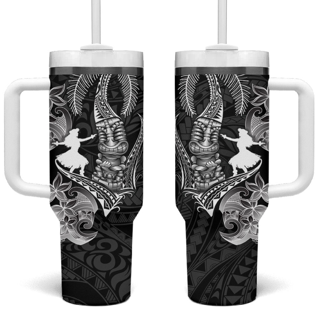 Hawaii Tribal Tiki Drum Hula Girl Tumbler With Handle LT14 One Size: 40 oz Black - Polynesian Pride