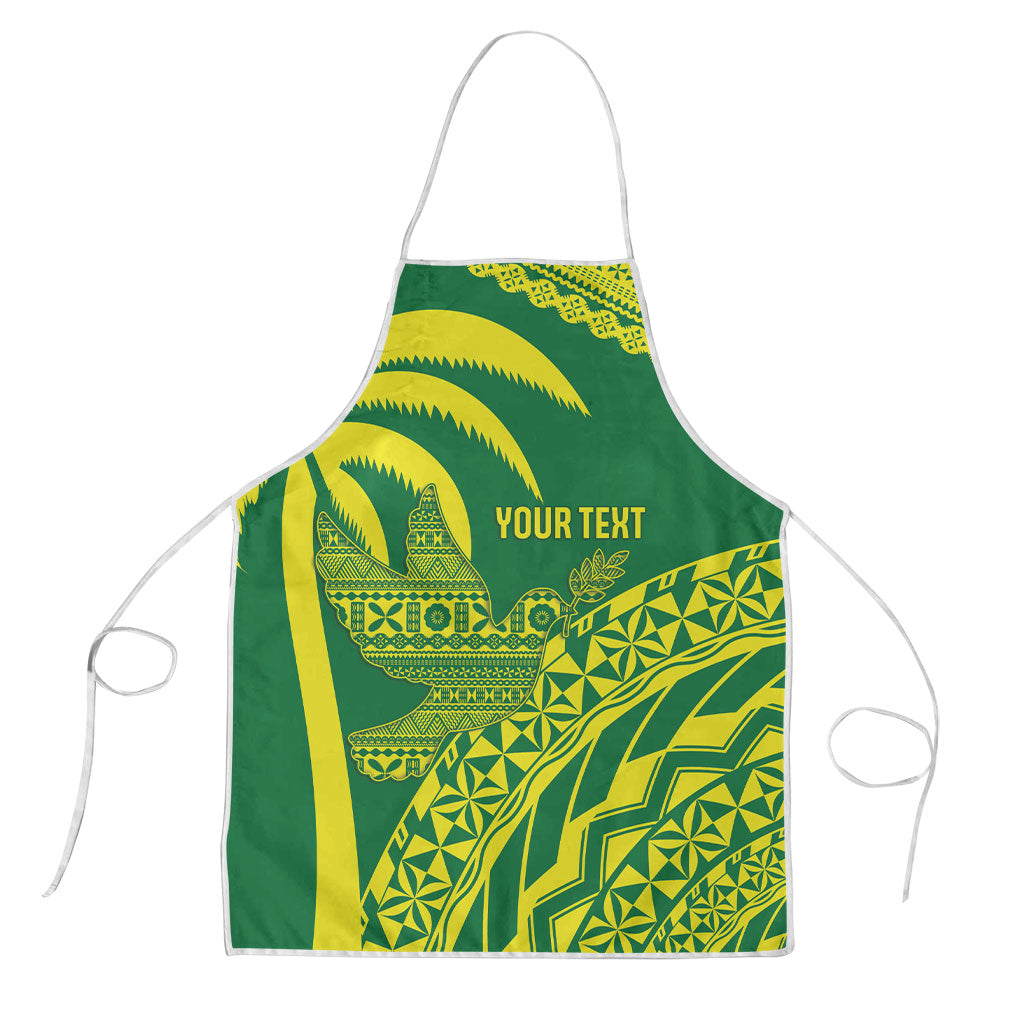 Tailevu Fiji 2026 Rugby Custom Apron Dove Nation Fijian Tapa Pattern LT14 Green - Polynesian Pride
