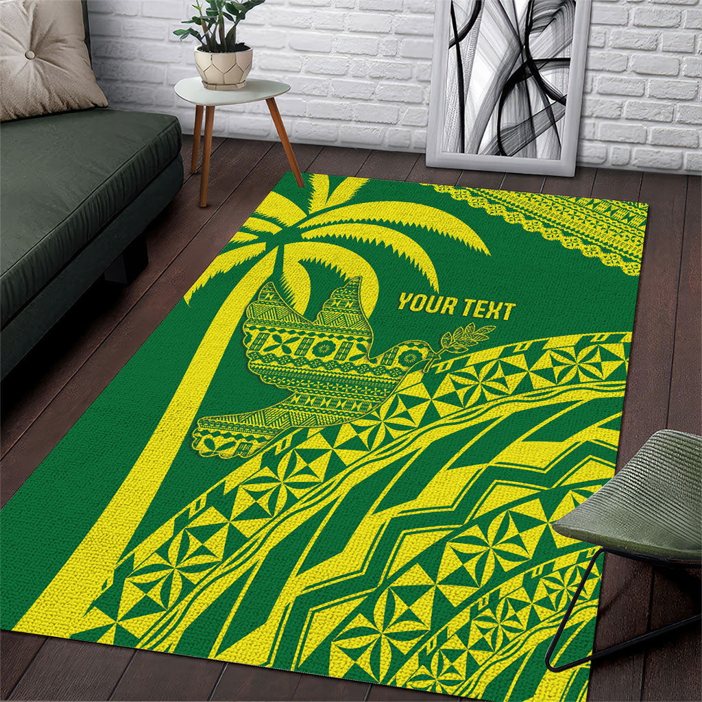 Tailevu Fiji 2026 Rugby Custom Area Rug Dove Nation Fijian Tapa Pattern LT14 Green - Polynesian Pride
