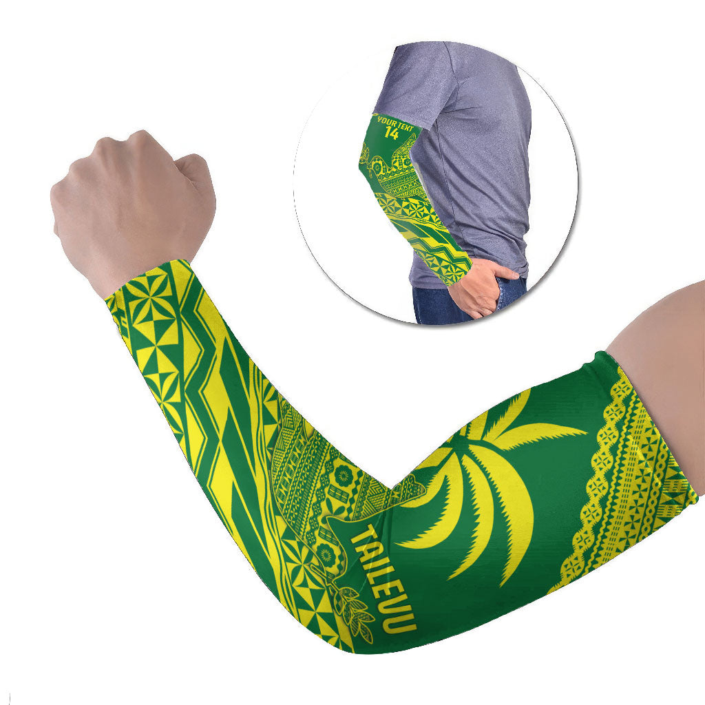 Tailevu Fiji 2026 Rugby Custom Arm Sleeves Dove Nation Fijian Tapa Pattern LT14 Set of 2 Green - Polynesian Pride