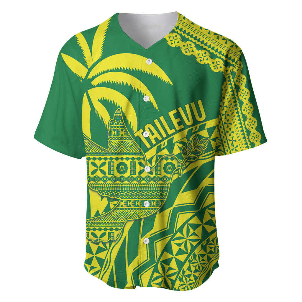Tailevu Fiji 2026 Rugby Custom Baseball Jersey Dove Nation Fijian Tapa Pattern LT14 Green - Polynesian Pride