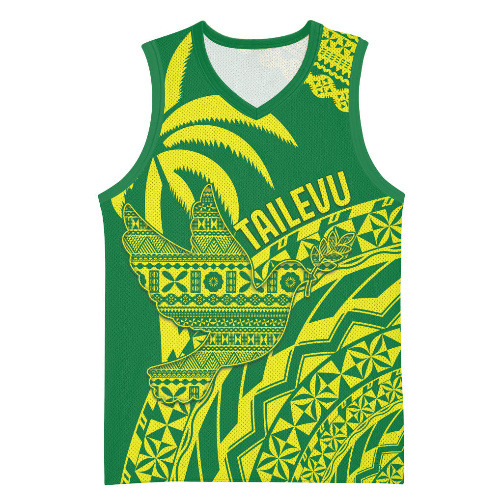 Tailevu Fiji 2026 Rugby Custom Basketball Jersey Dove Nation Fijian Tapa Pattern LT14 Unisex Green - Polynesian Pride
