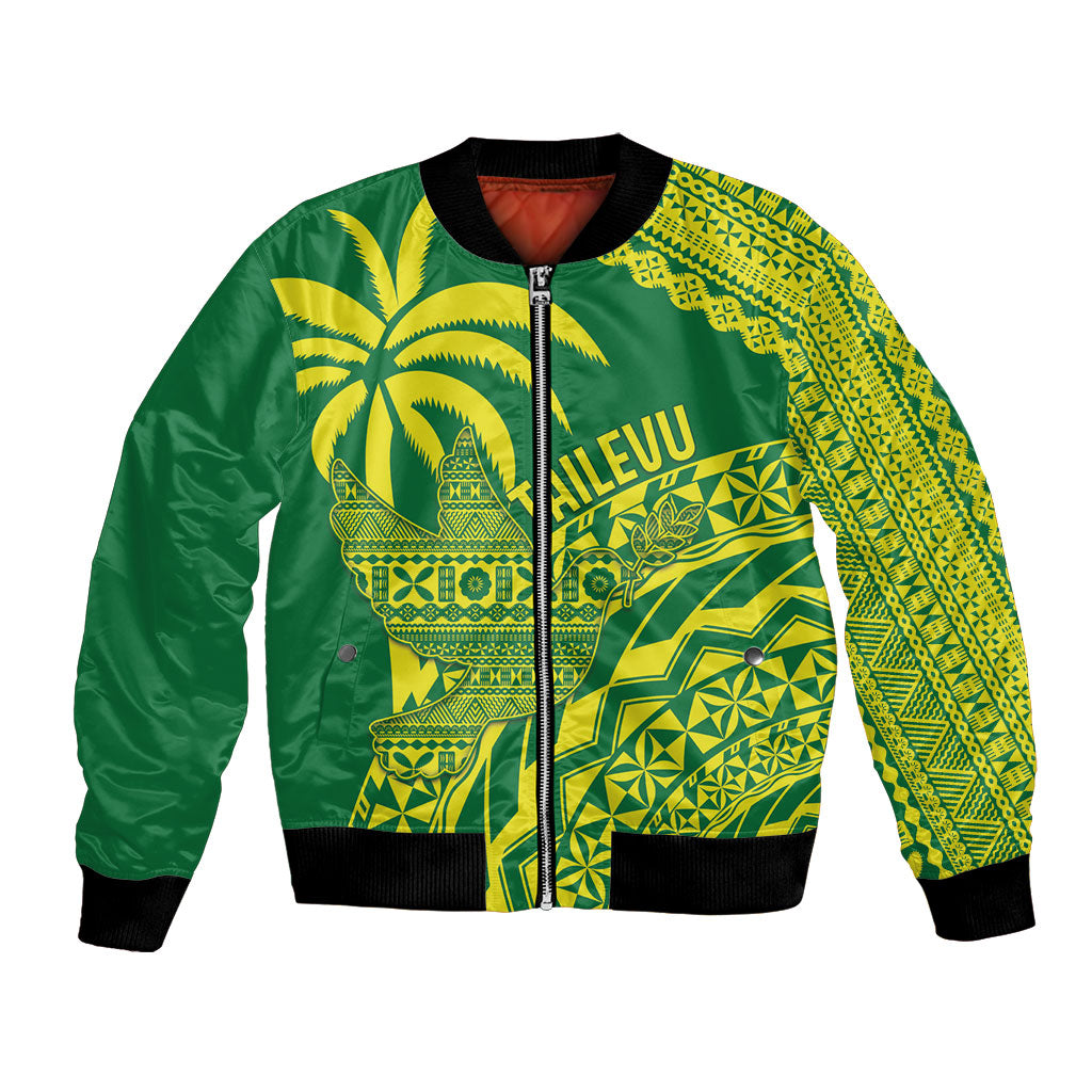 Tailevu Fiji 2026 Rugby Custom Bomber Jacket Dove Nation Fijian Tapa Pattern