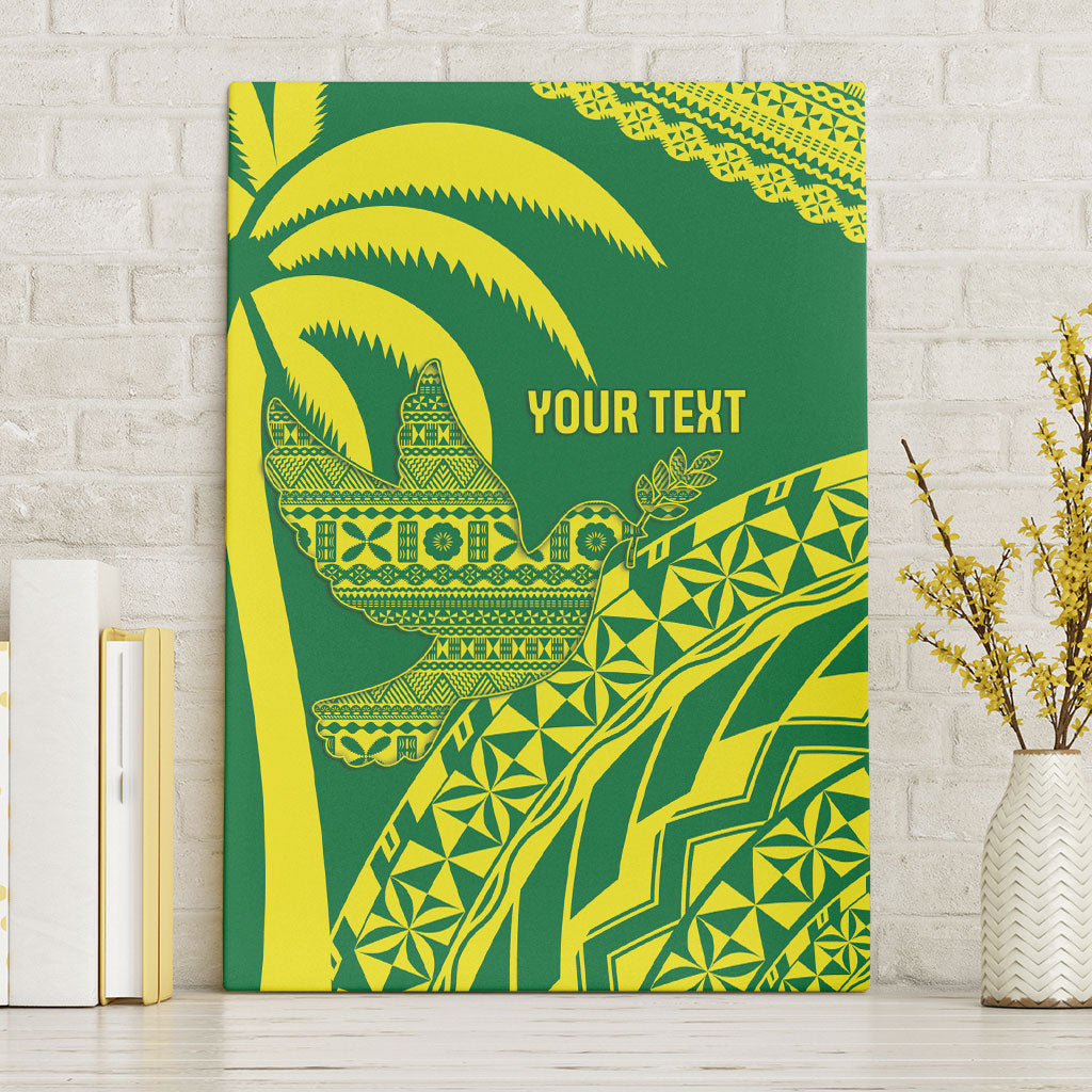 Tailevu Fiji 2026 Rugby Custom Canvas Wall Art Dove Nation Fijian Tapa Pattern LT14 Without Frame Green - Polynesian Pride