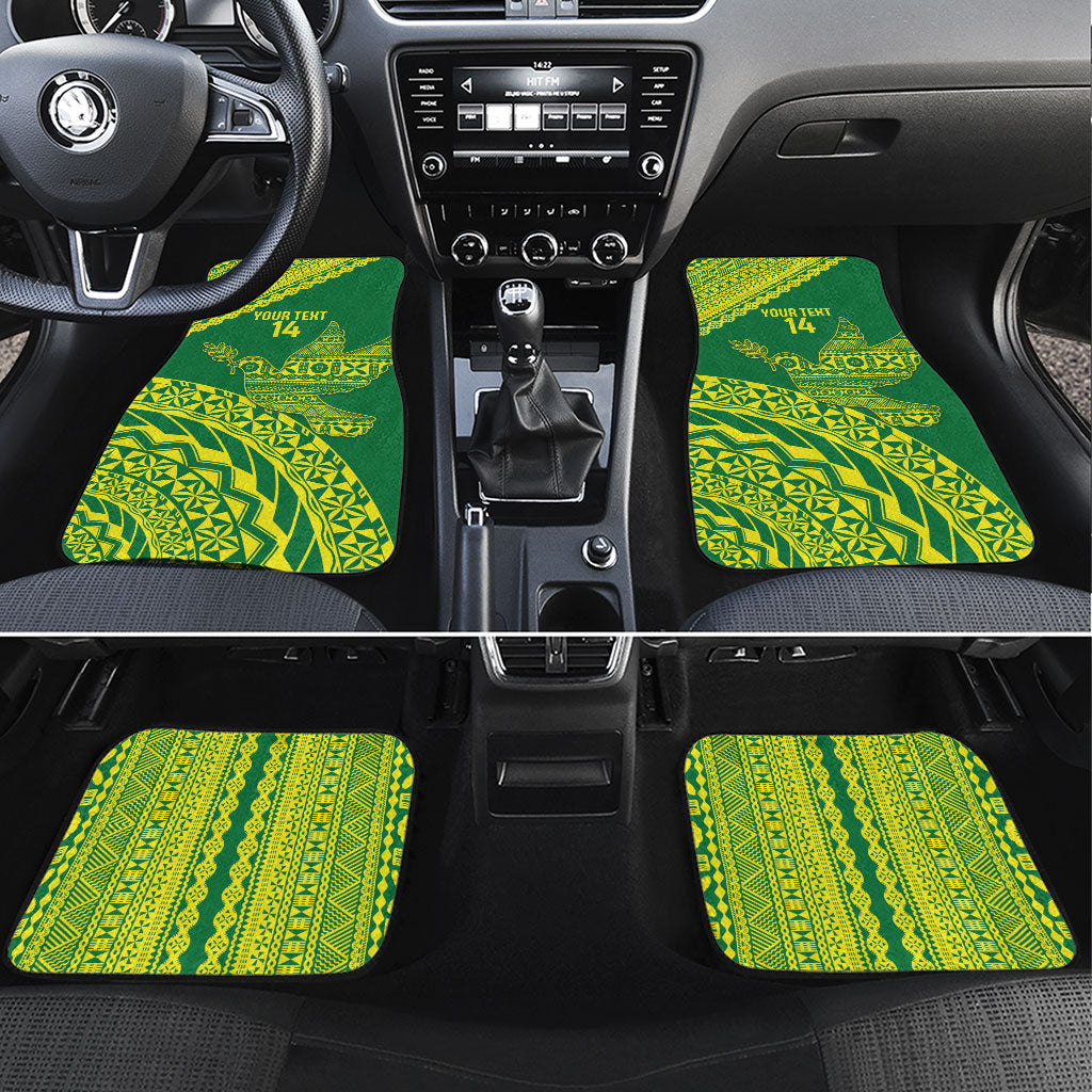 Tailevu Fiji 2026 Rugby Custom Car Mats Dove Nation Fijian Tapa Pattern LT14 Set 4pcs Green - Polynesian Pride