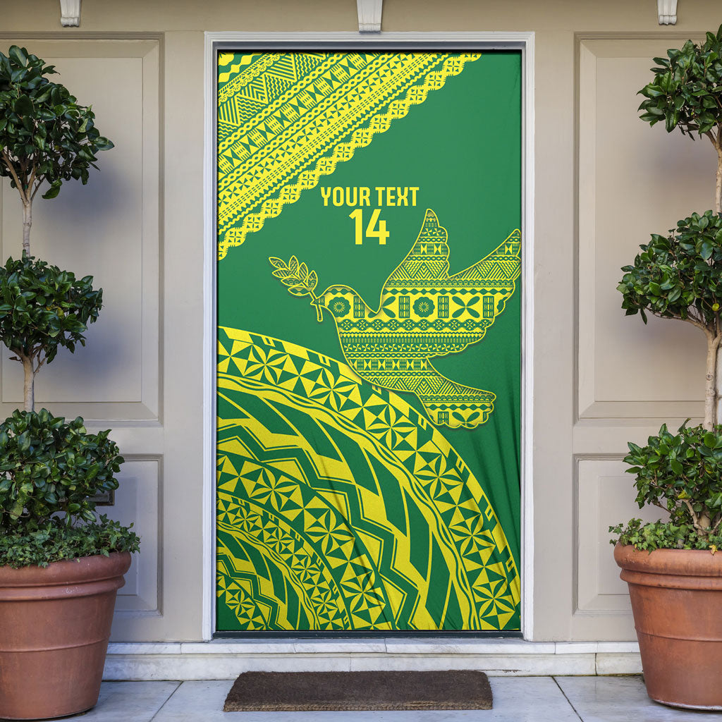 Tailevu Fiji 2026 Rugby Custom Door Cover Dove Nation Fijian Tapa Pattern LT14 Green - Polynesian Pride