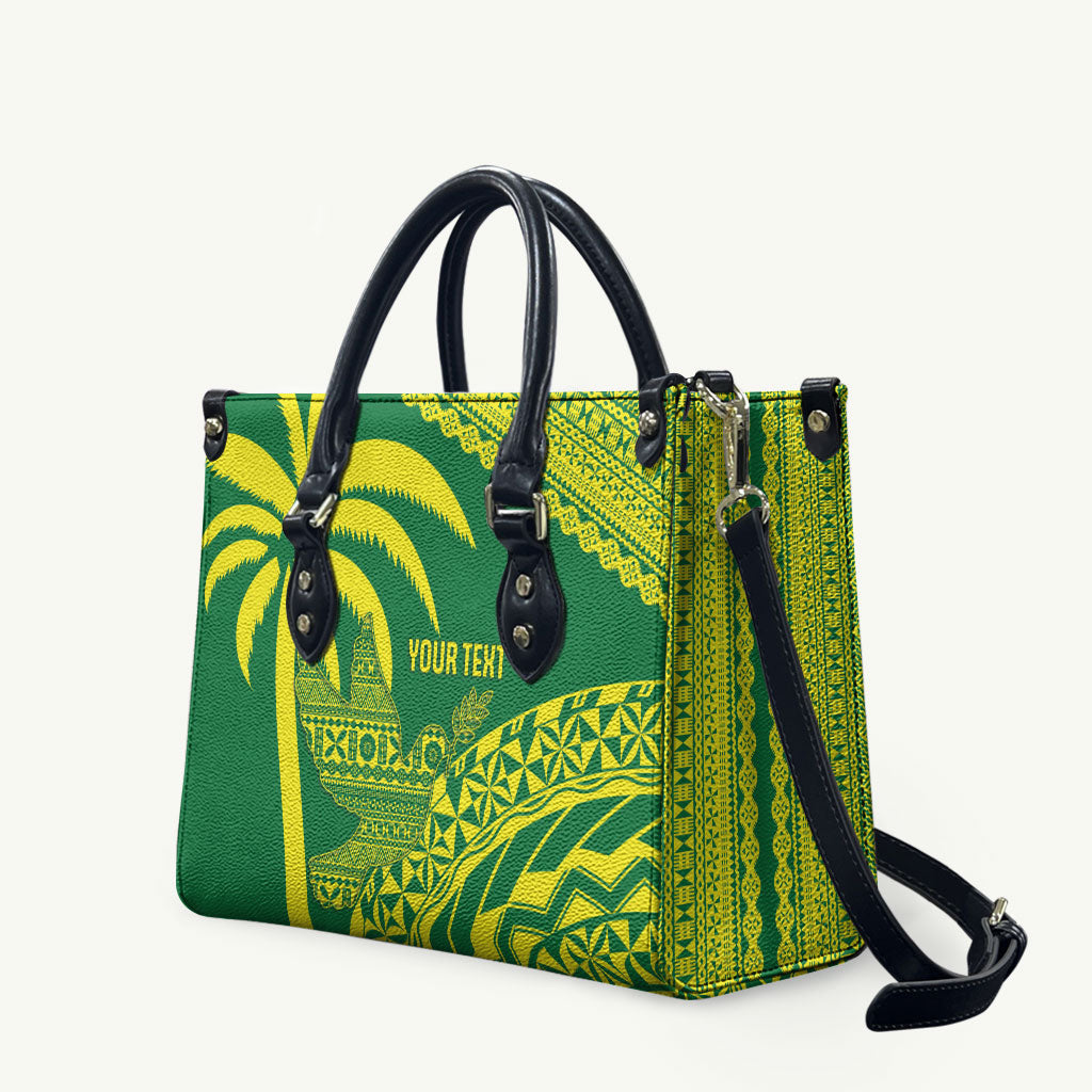 Tailevu Fiji 2026 Rugby Custom Leather Bag Dove Nation Fijian Tapa Pattern LT14 Green - Polynesian Pride