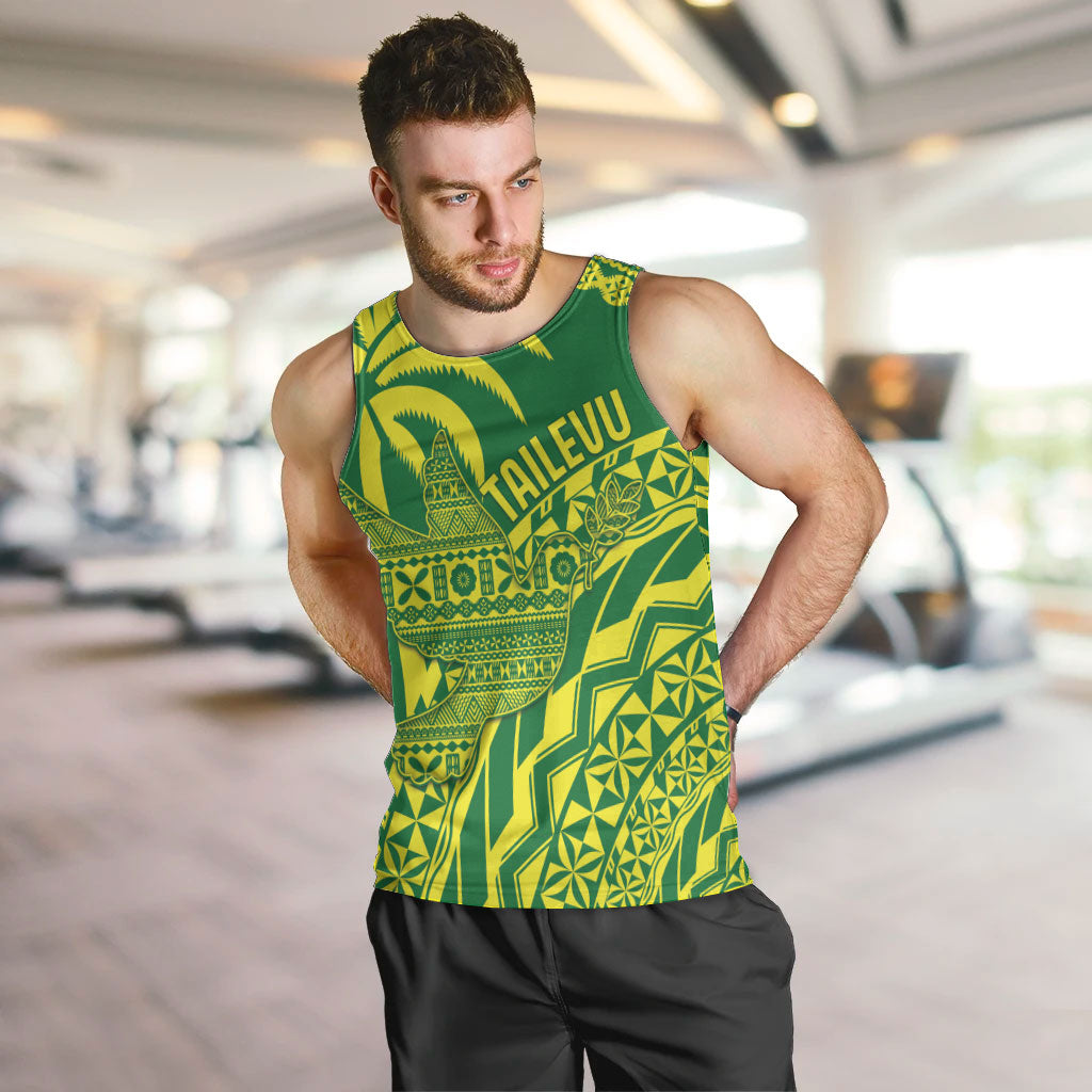 Tailevu Fiji 2026 Rugby Custom Men Tank Top Dove Nation Fijian Tapa Pattern LT14 Green - Polynesian Pride