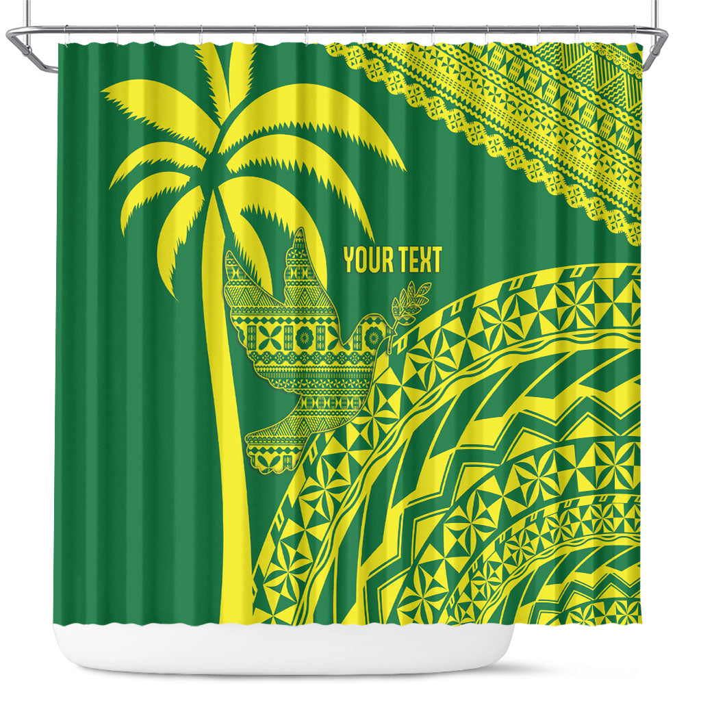Tailevu Fiji 2026 Rugby Custom Shower Curtain Dove Nation Fijian Tapa Pattern