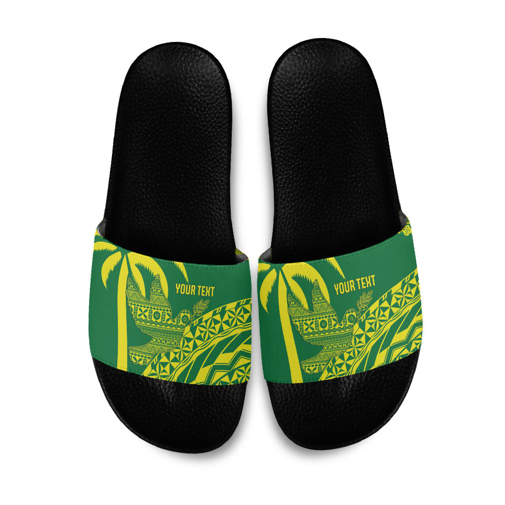 Tailevu Fiji 2026 Rugby Custom Slide Sandals Dove Nation Fijian Tapa Pattern